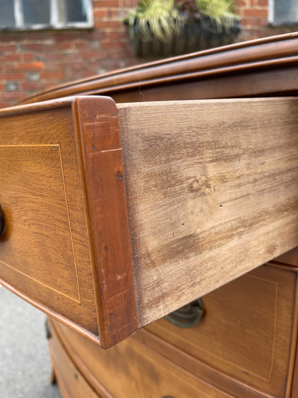 Nineteenth century bowfronted maple chest  View VIII