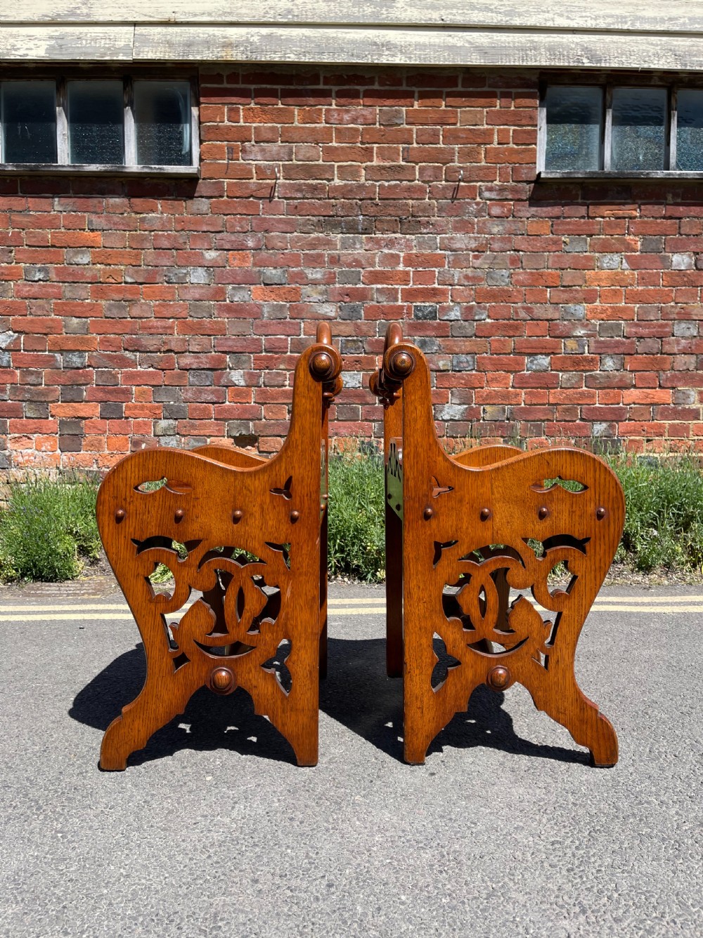 Pair of Oak hall chairs  View V