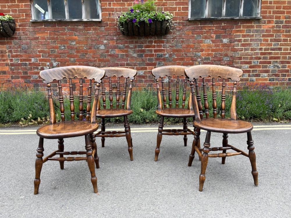Set of four Victorian kitchen chairs 