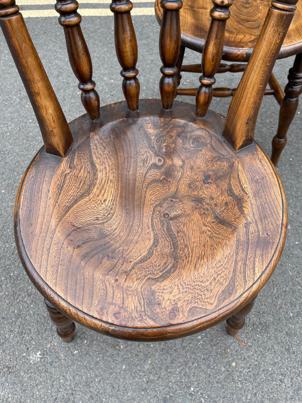 Set of four Victorian kitchen chairs  View II