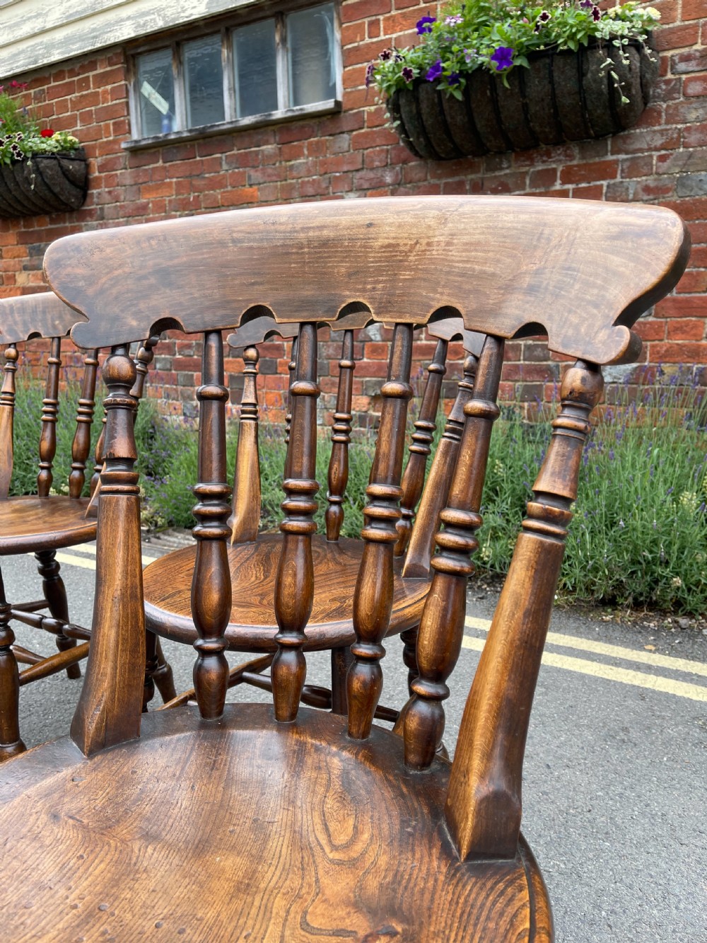 Set of four Victorian kitchen chairs  View III