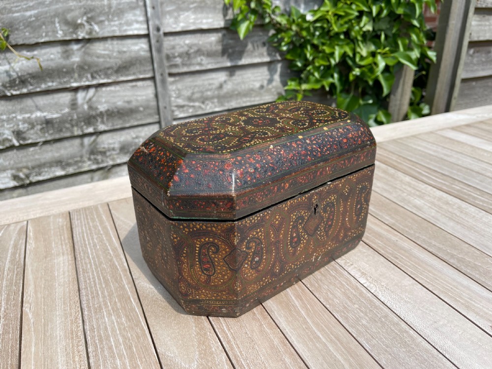 Kashmiri papier-mache tea caddy 
