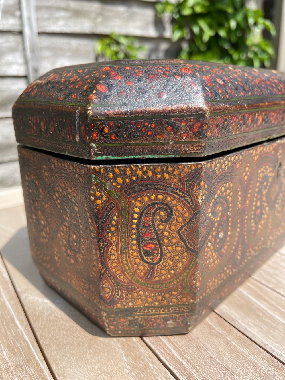 Kashmiri papier-mache tea caddy  View IV