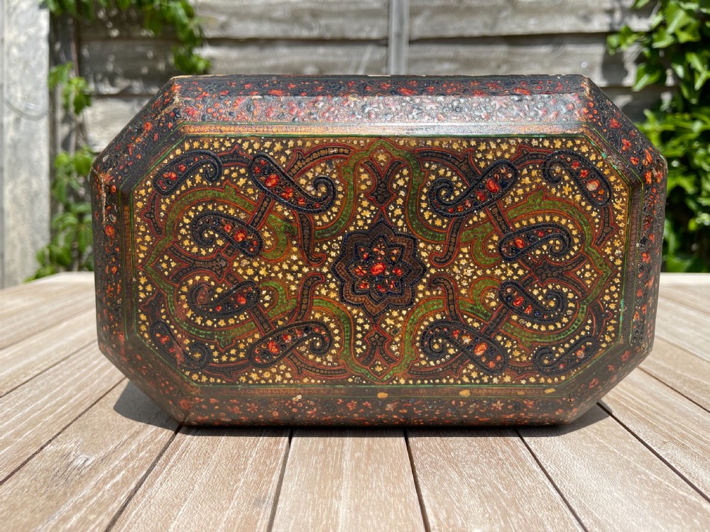 Kashmiri papier-mache tea caddy  View V