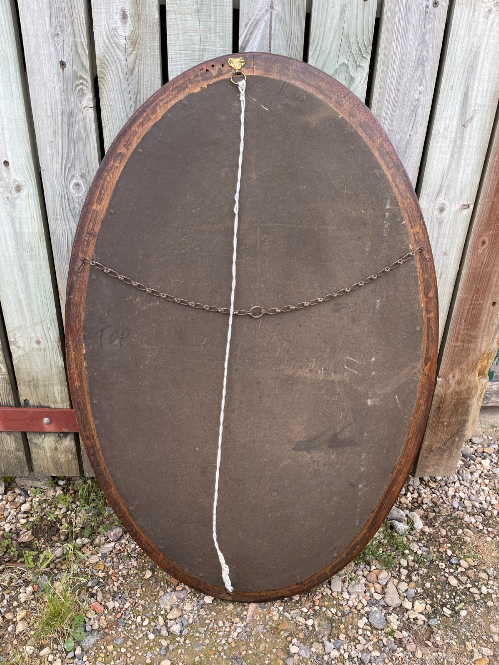 Edwardian oval oak mirror  View IV