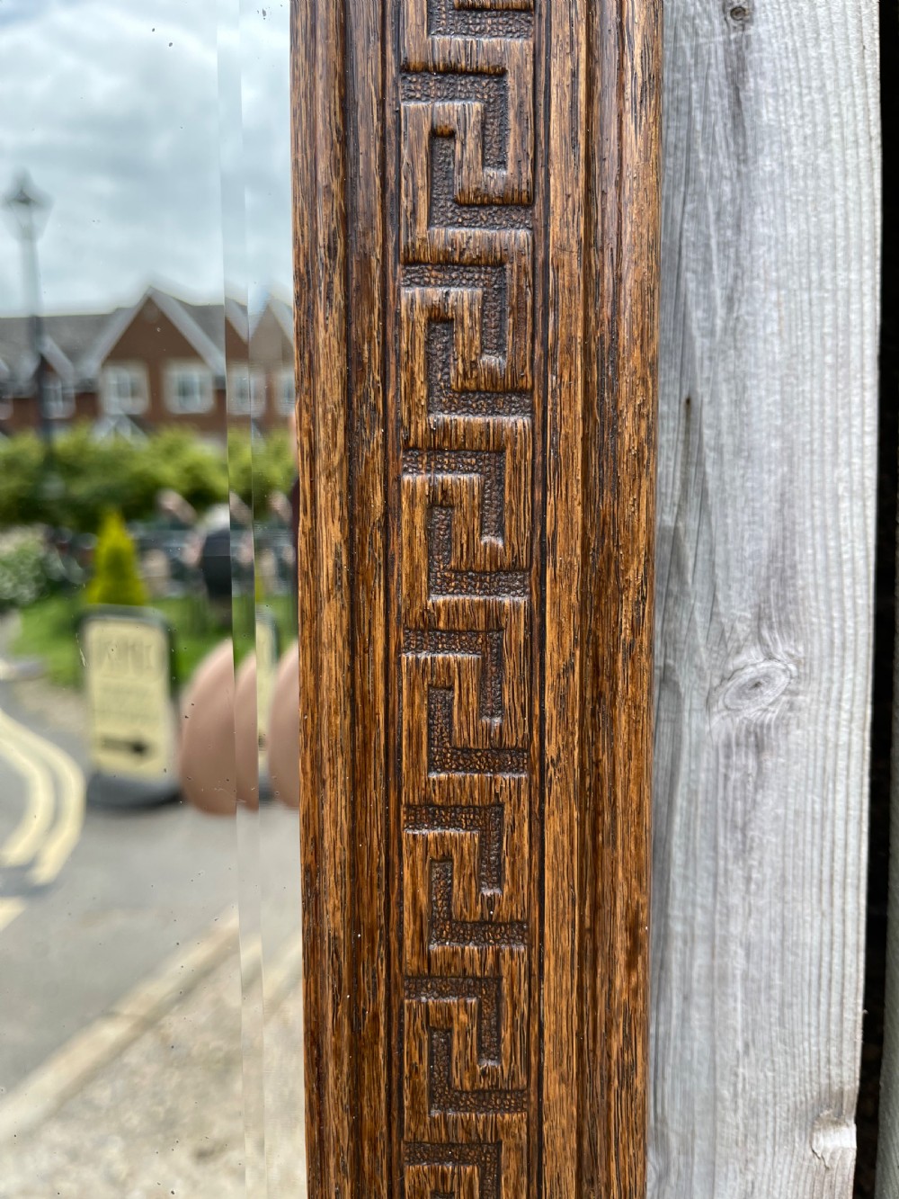 Oak mirror with Greek key decoration  View II