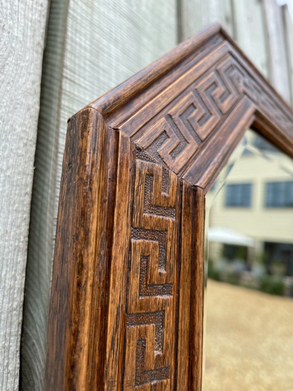 Oak mirror with Greek key decoration  View III