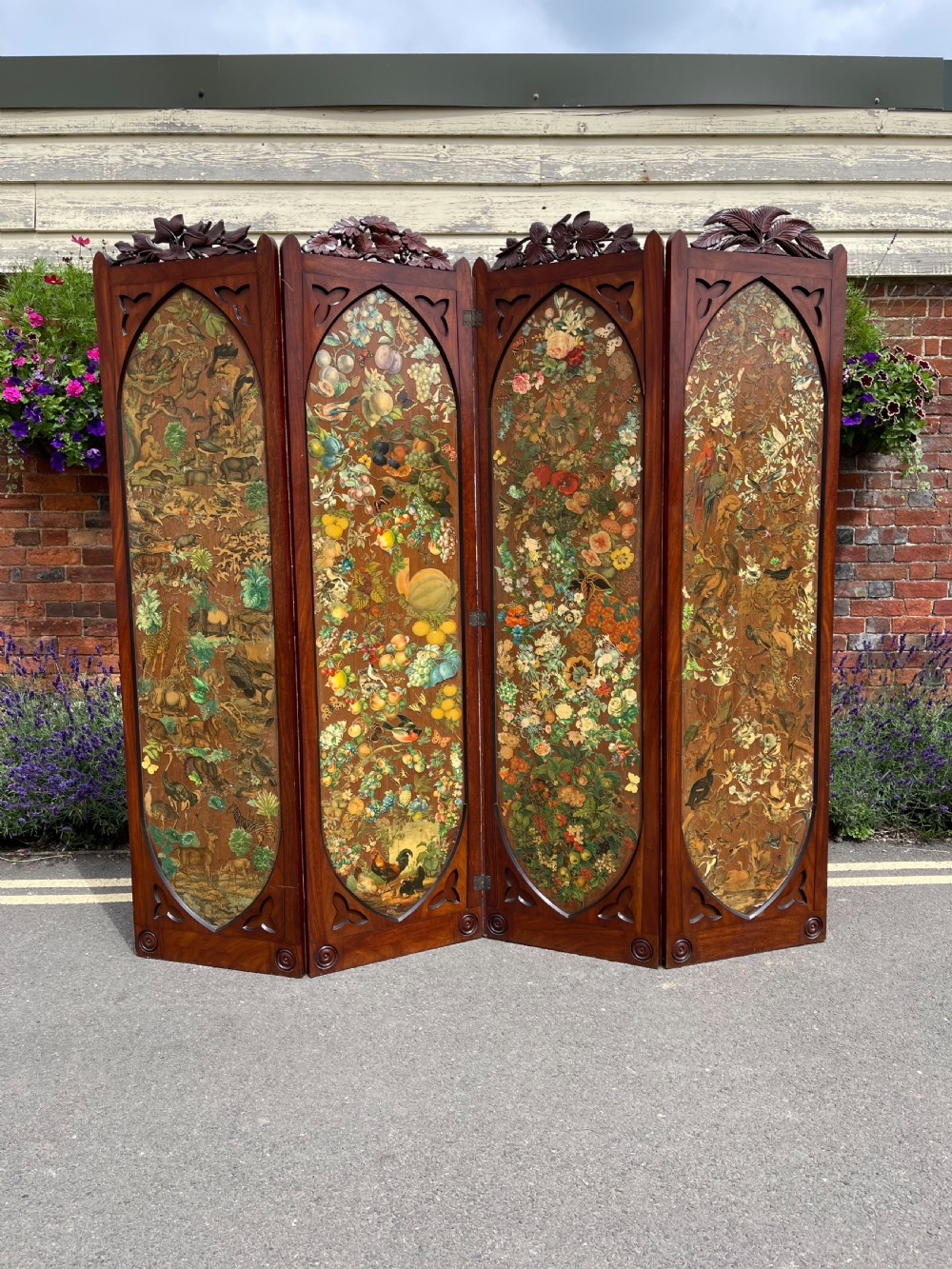 Nineteenth century decoupage screen 