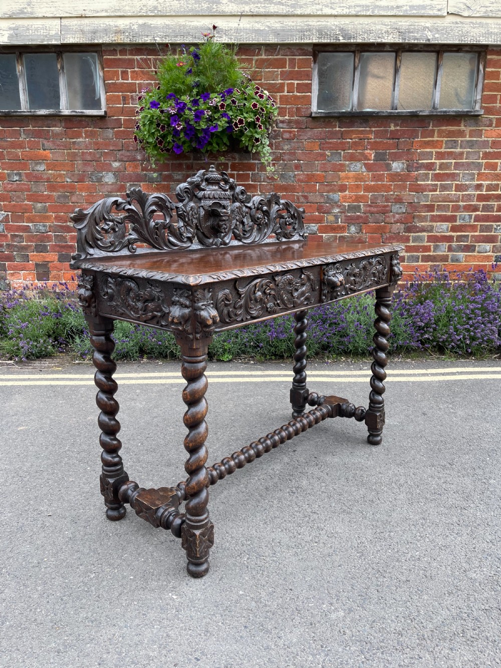 Victorian carved Oak hall table 