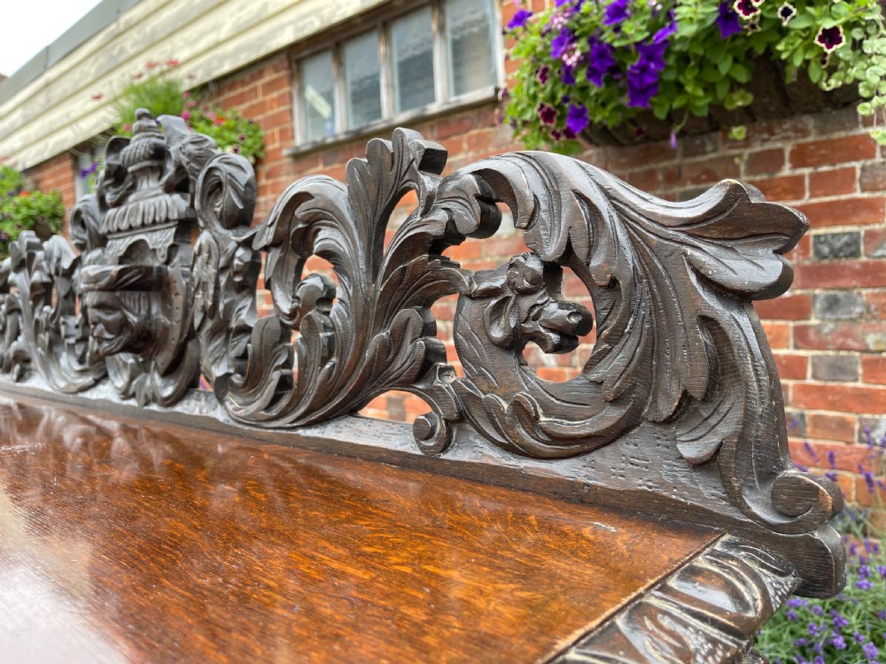 Victorian carved Oak hall table  View V