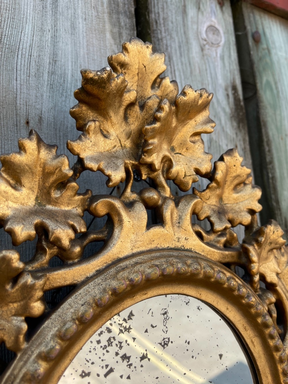 Nineteenth century Florentine giltwood mirror  View III