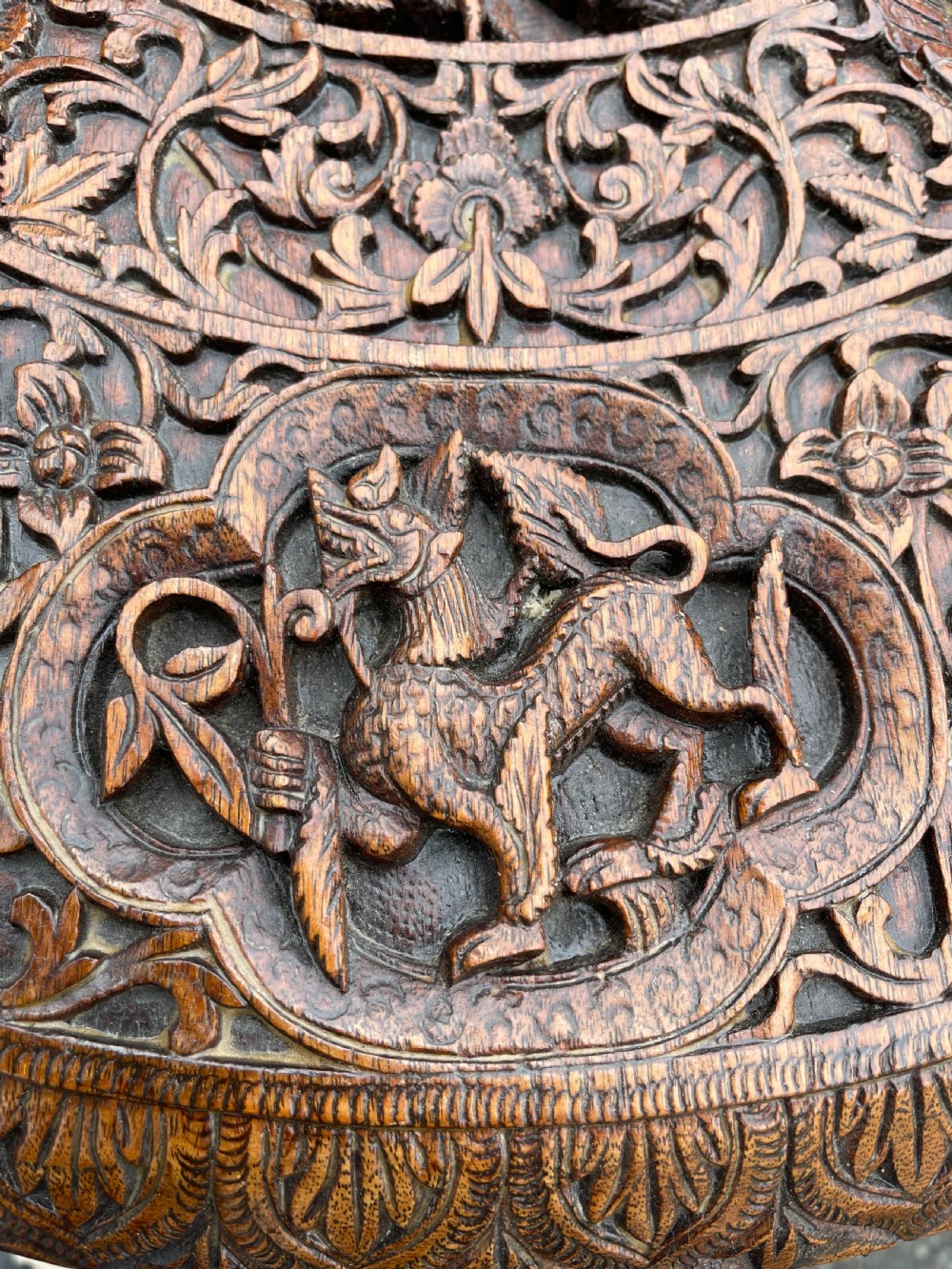 Burmese carved Teak table  View II