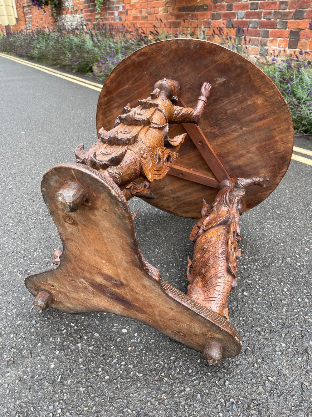 Burmese carved Teak table  View V