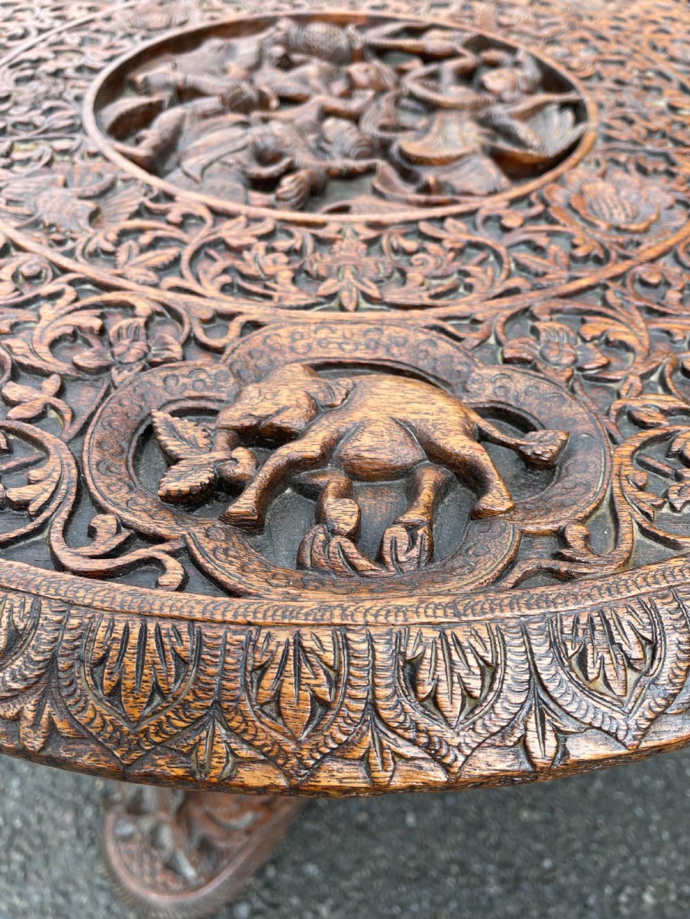 Burmese carved Teak table  View VI