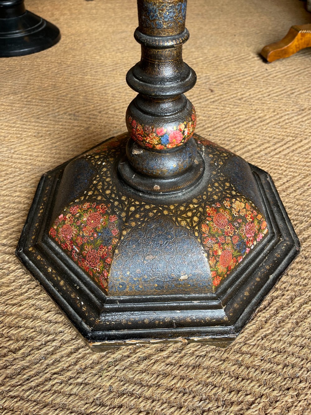 Antique Kashmiri painted standard lamp  View III