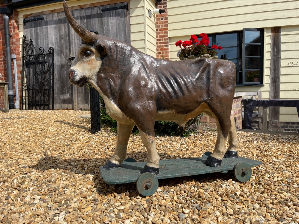 Papier-mache advertising bull