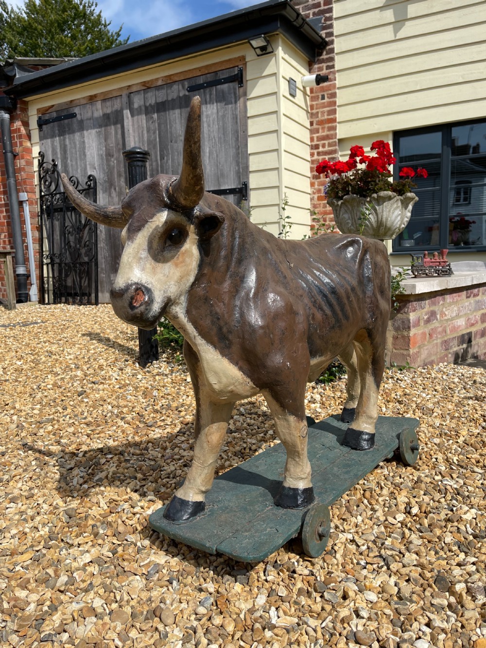 Papier-mache advertising bull View II