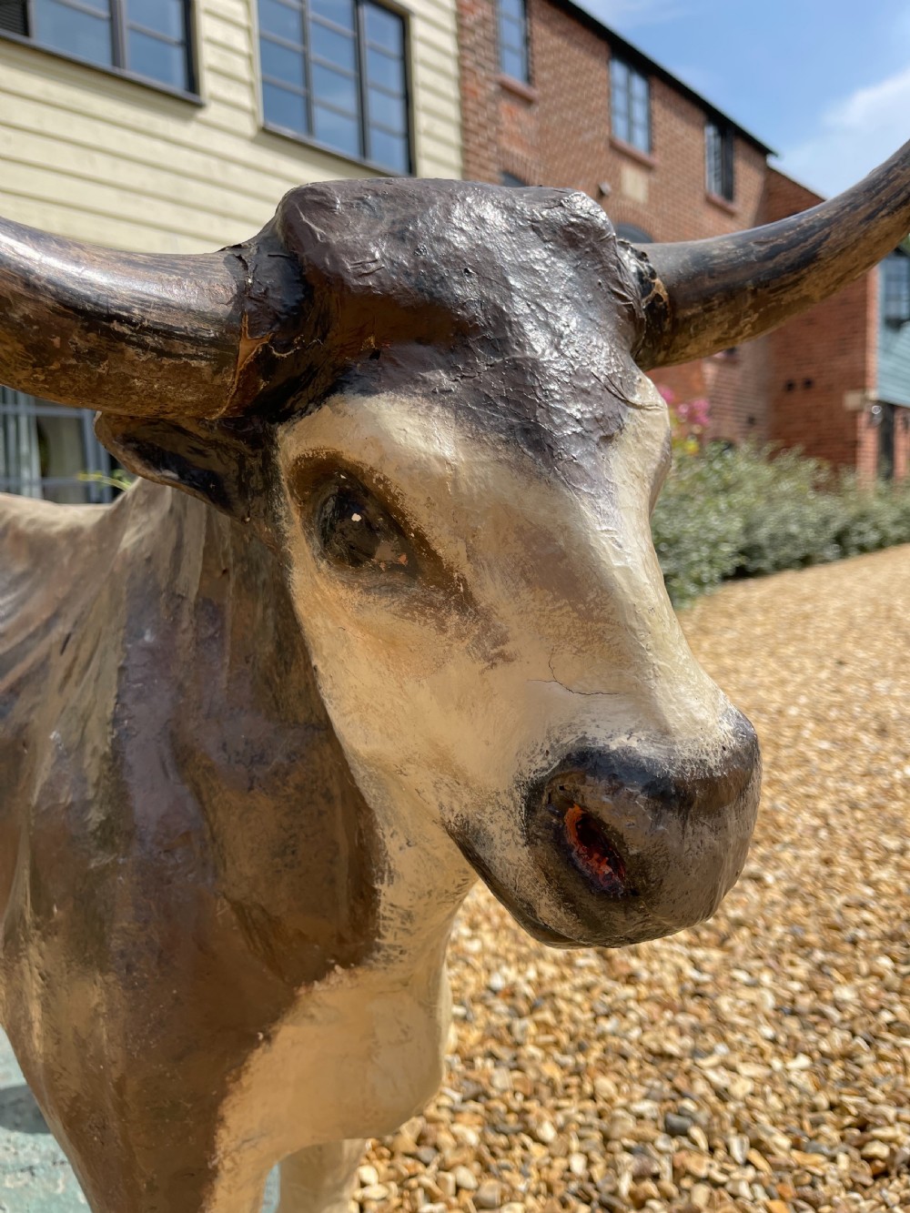 Papier-mache advertising bull View III