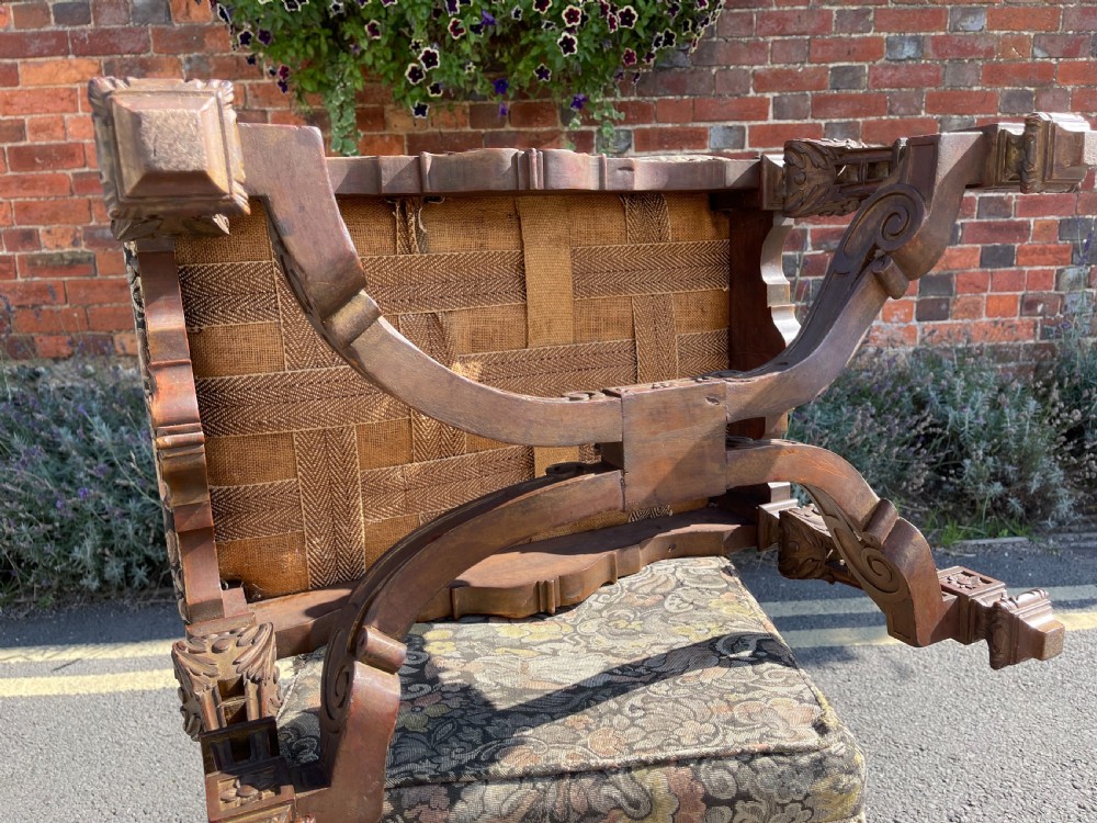 Pair antique walnut stools  View III