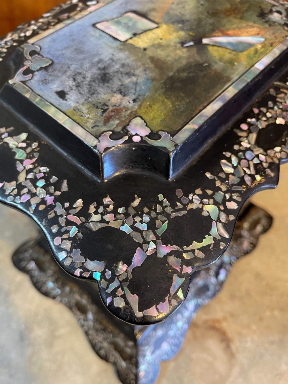 Victorian papier-mache jewellery cabinet  View V