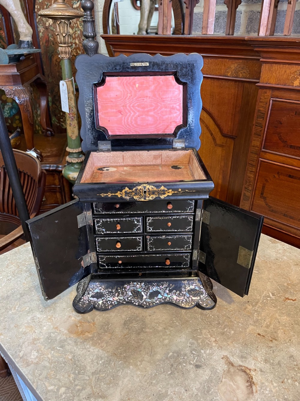 Victorian papier-mache jewellery cabinet  View VI