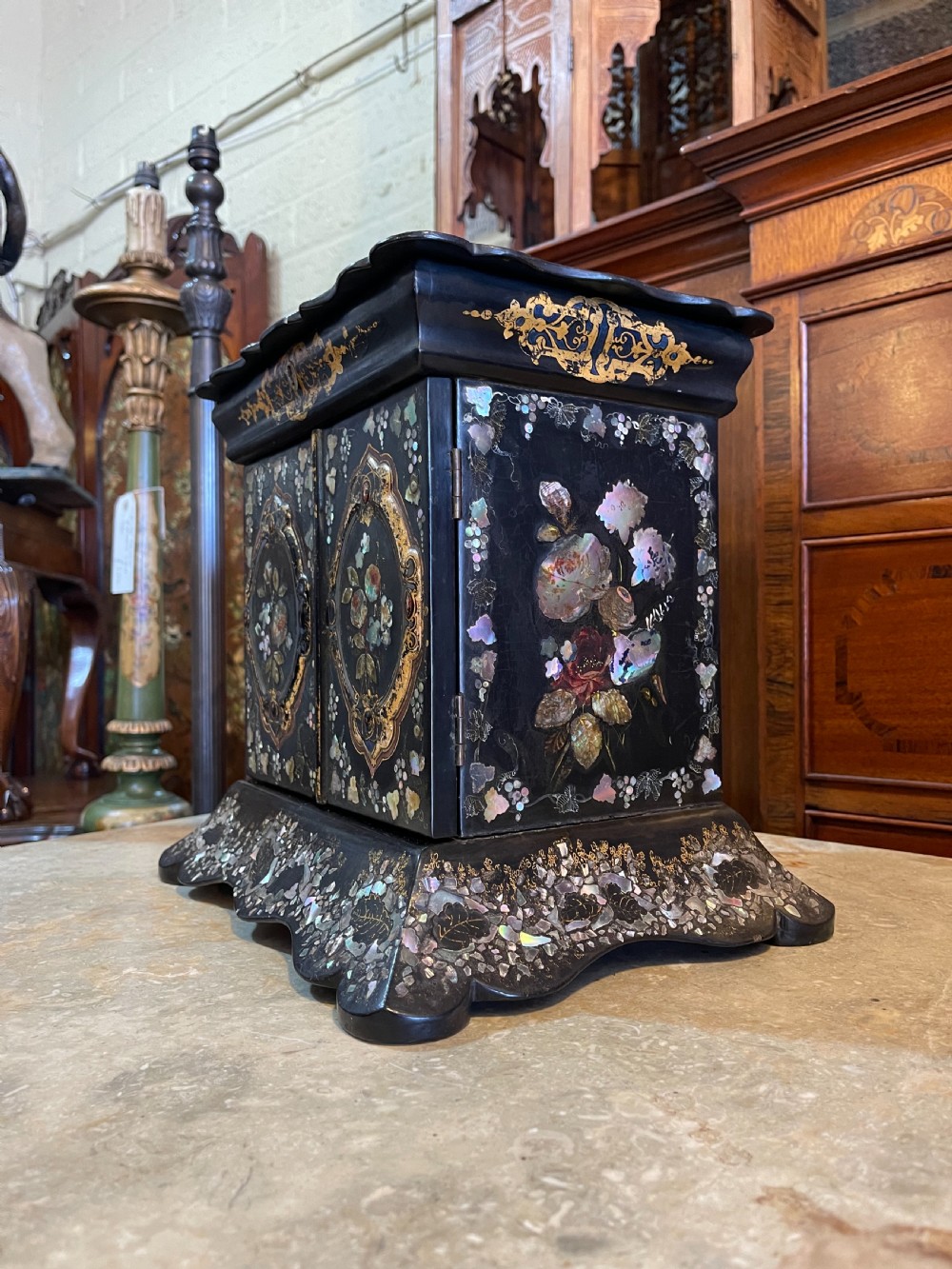 Victorian papier-mache jewellery cabinet  View IX