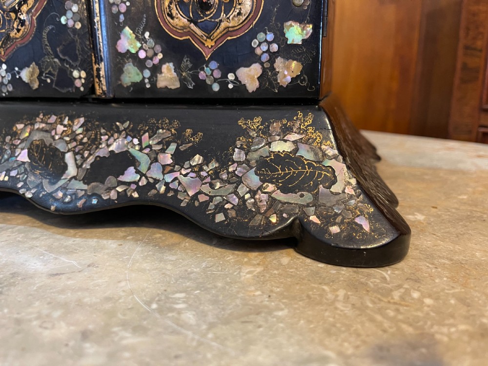 Victorian papier-mache jewellery cabinet  View X