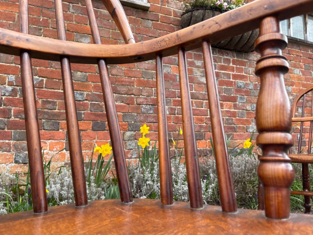 Set of four nineteenth century yew Windsor armchairs  View II