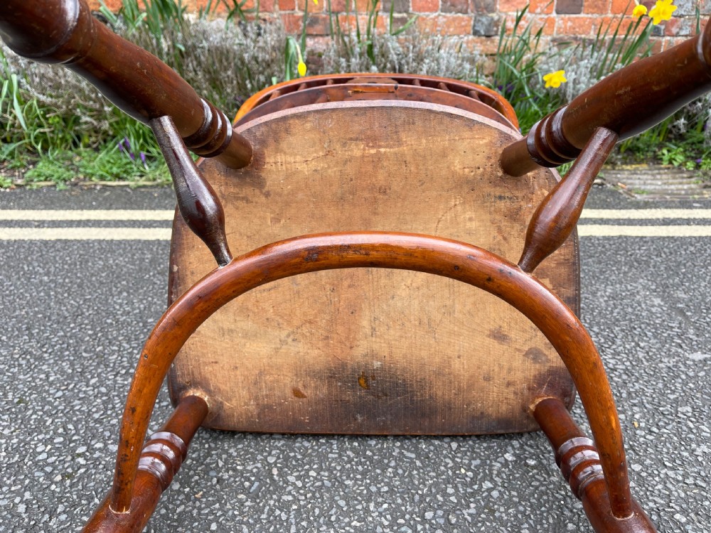Set of four nineteenth century yew Windsor armchairs  View V
