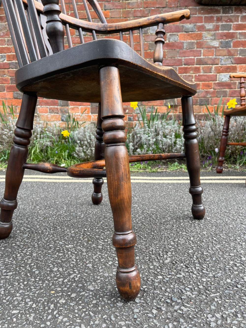 Set of four nineteenth century yew Windsor armchairs  View VI