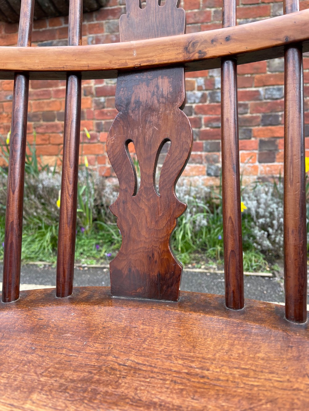 Set of four nineteenth century yew Windsor armchairs  View VII
