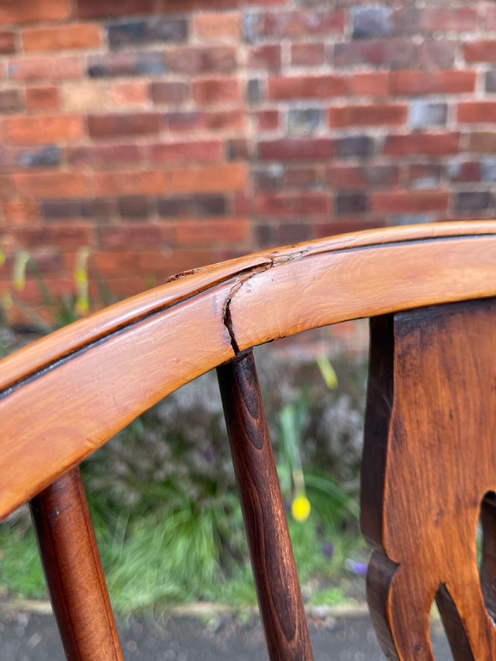 Set of four nineteenth century yew Windsor armchairs  View IX