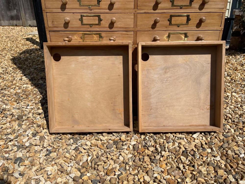 Large bank of pitch pine drawers  View V