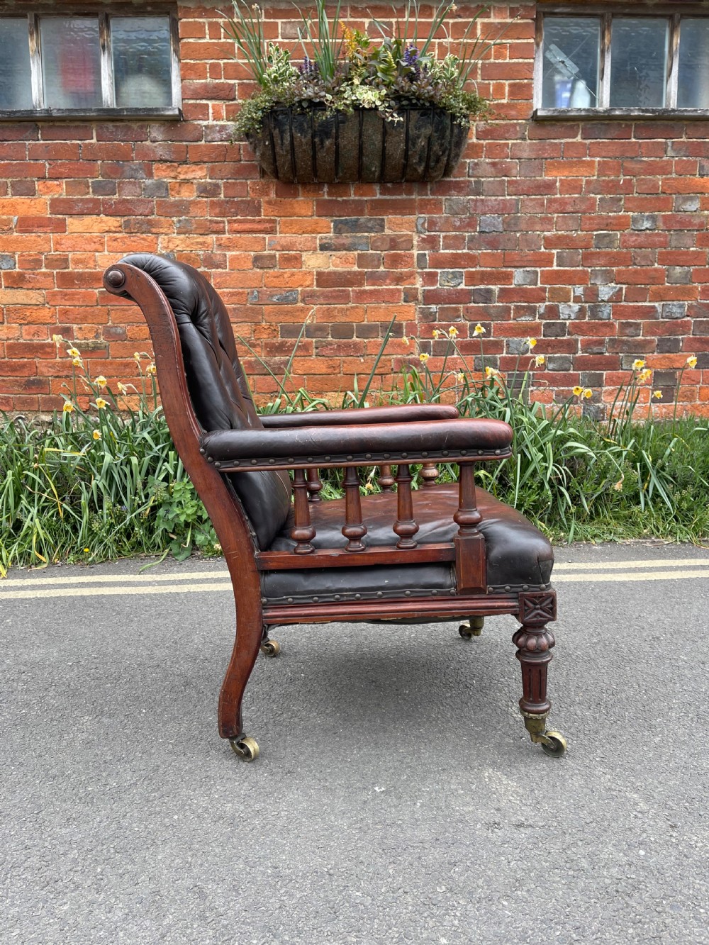 Victorian leather library armchair  View VI