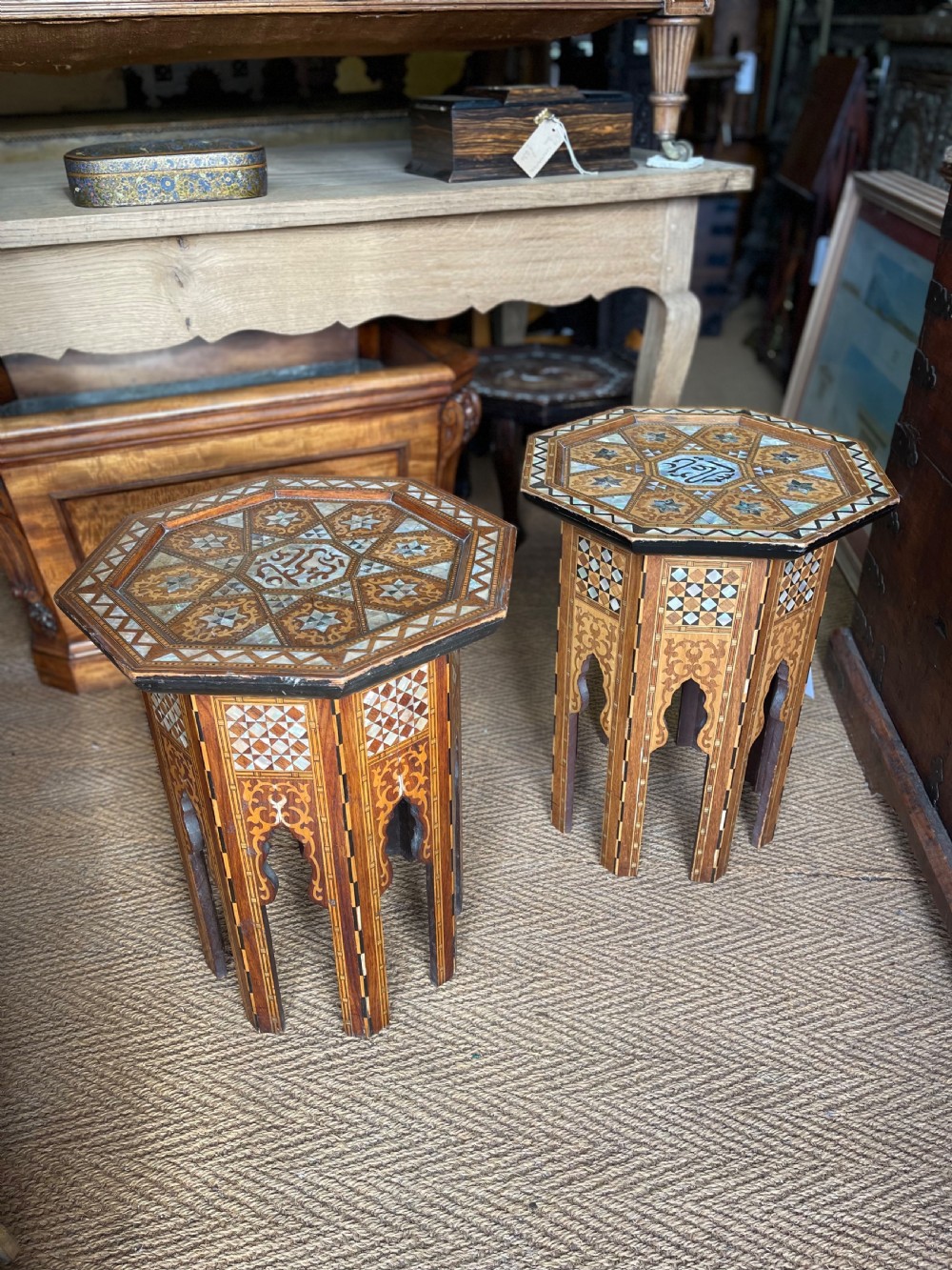 Pair of Liberty work tables 