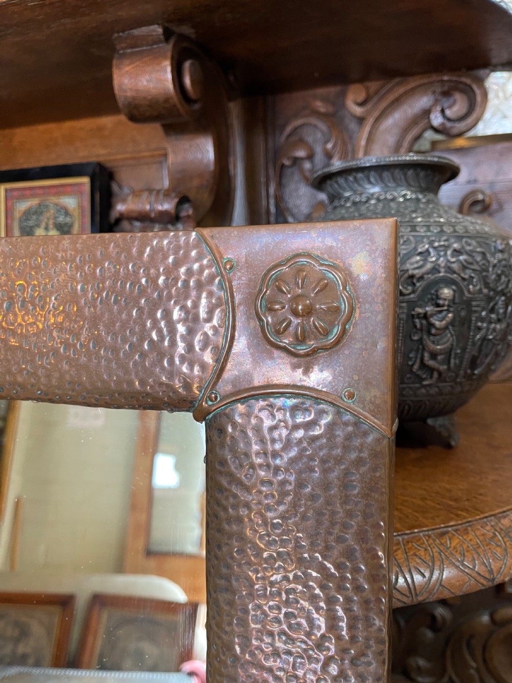 Pair of arts and crafts copper mirrors  View II