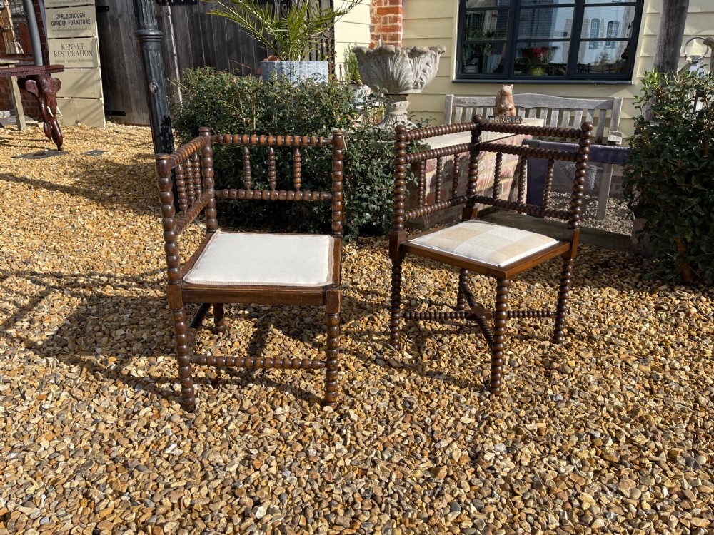 Matched pair of bobbin corner chairs 