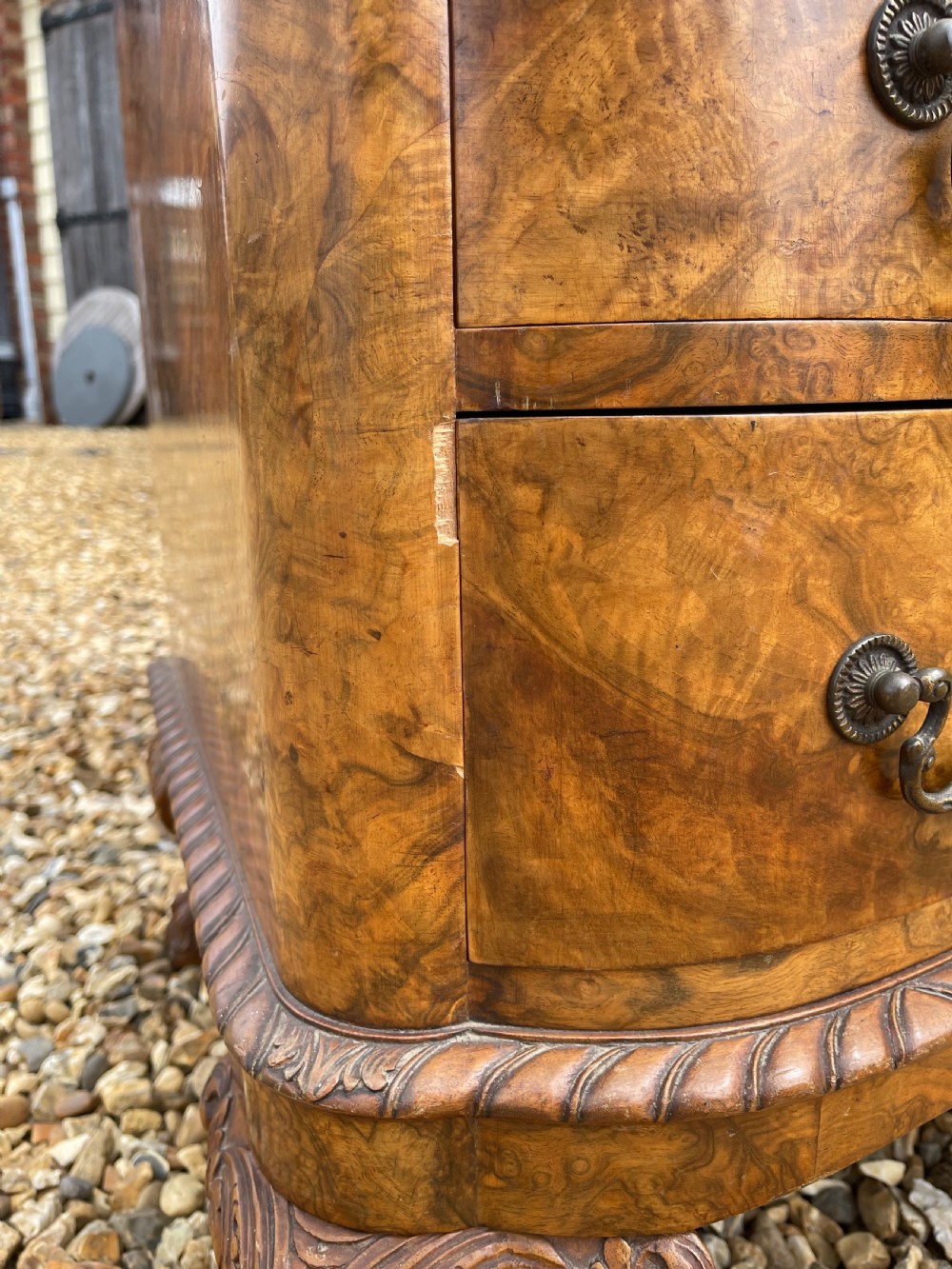 Figured and burr walnut bureau bookcase  View VI