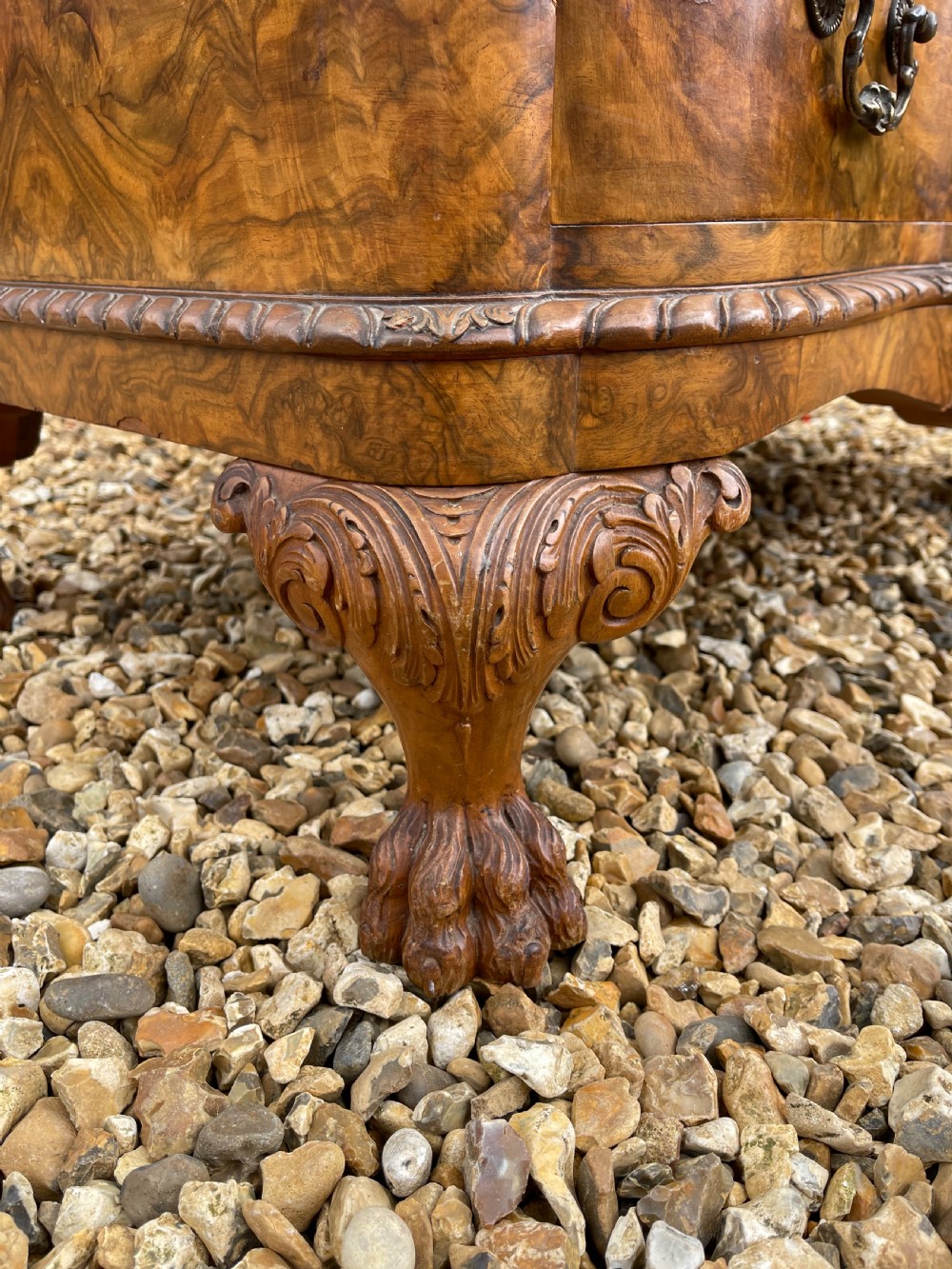 Figured and burr walnut bureau bookcase  View X