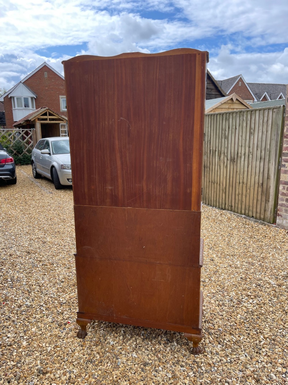 Figured and burr walnut bureau bookcase  View XI