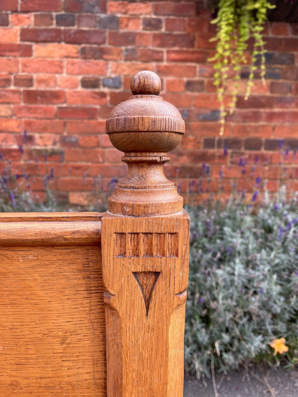 Nineteenth century Oak hall bench  View III