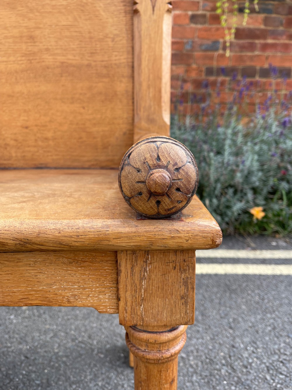Nineteenth century Oak hall bench  View IV