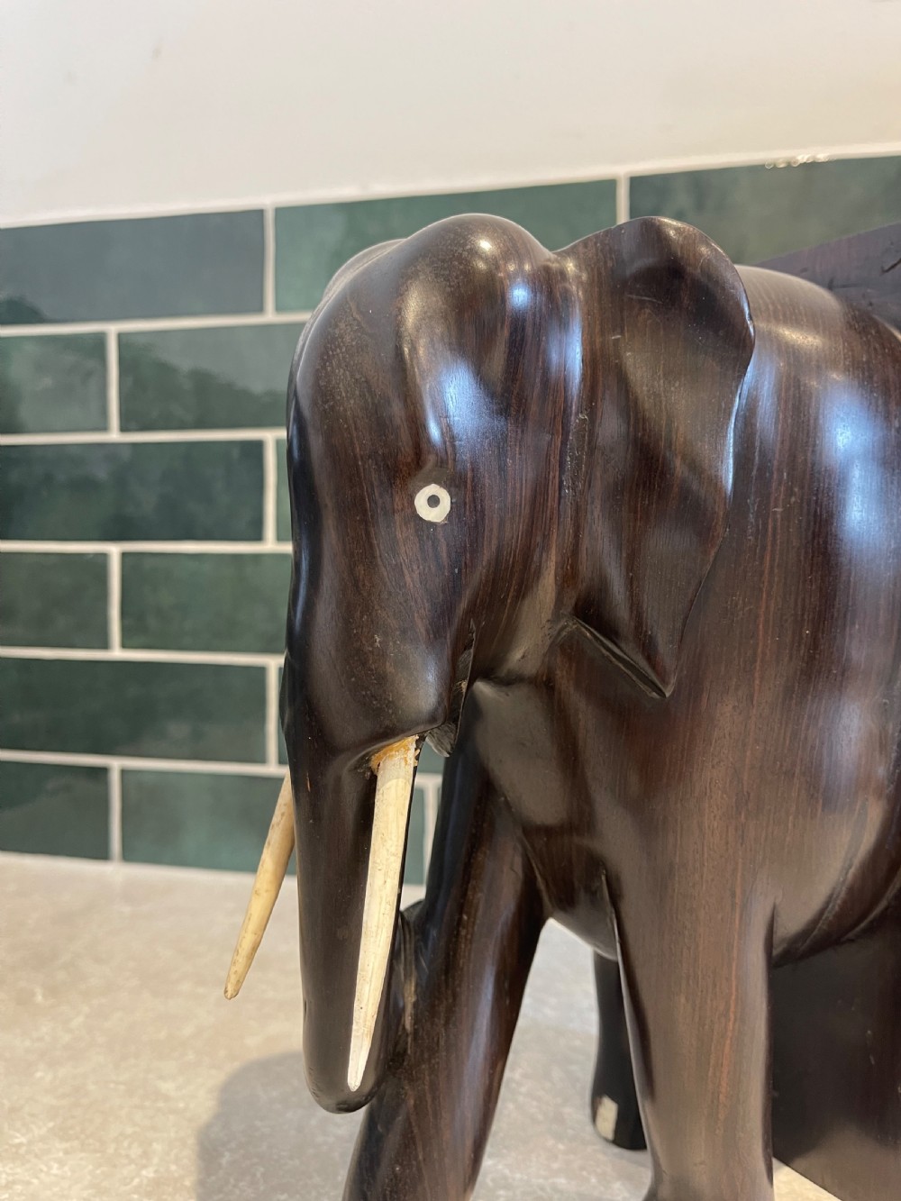 Ceylonese Ebony elephant bookends  View V
