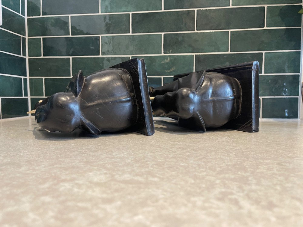 Ceylonese Ebony elephant bookends  View VI