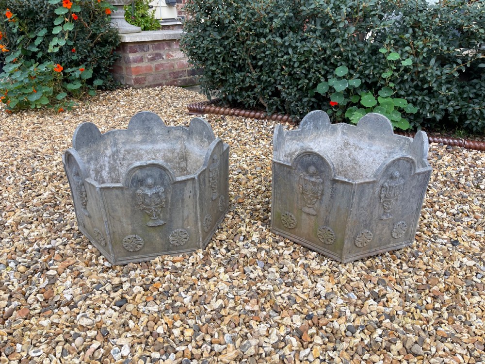 Pair of lead planters