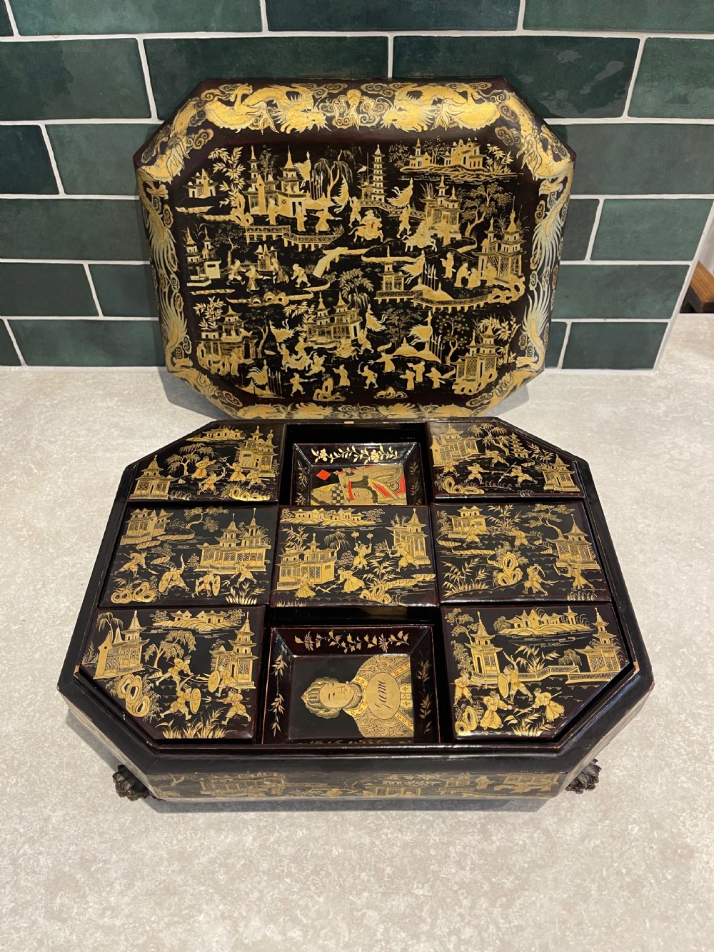 Chinese export lacquer gaming box