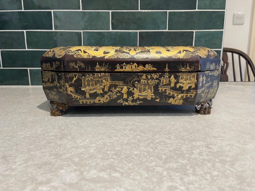 Chinese export lacquer gaming box View II
