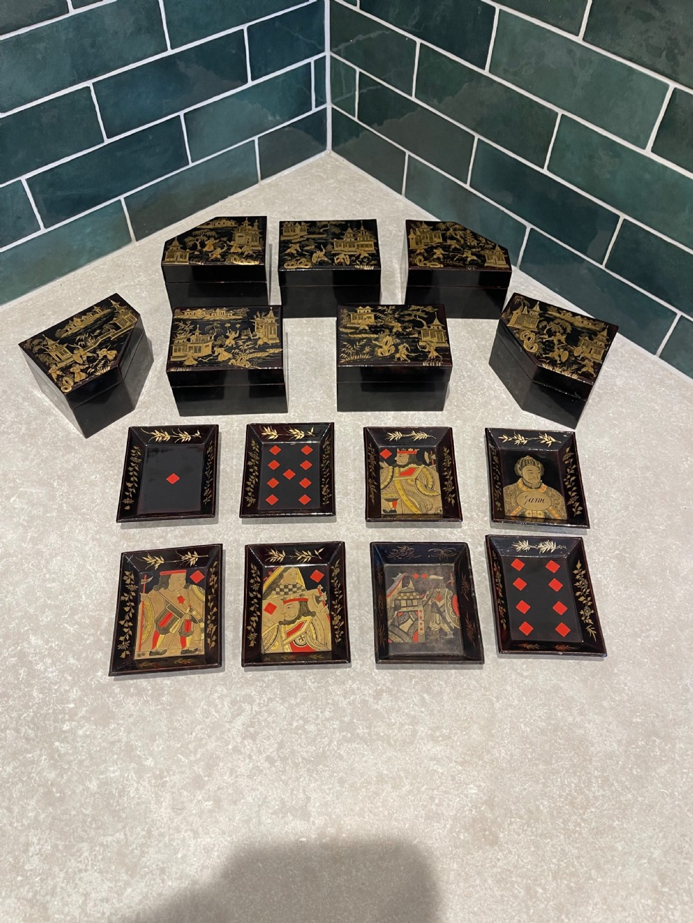 Chinese export lacquer gaming box View IV