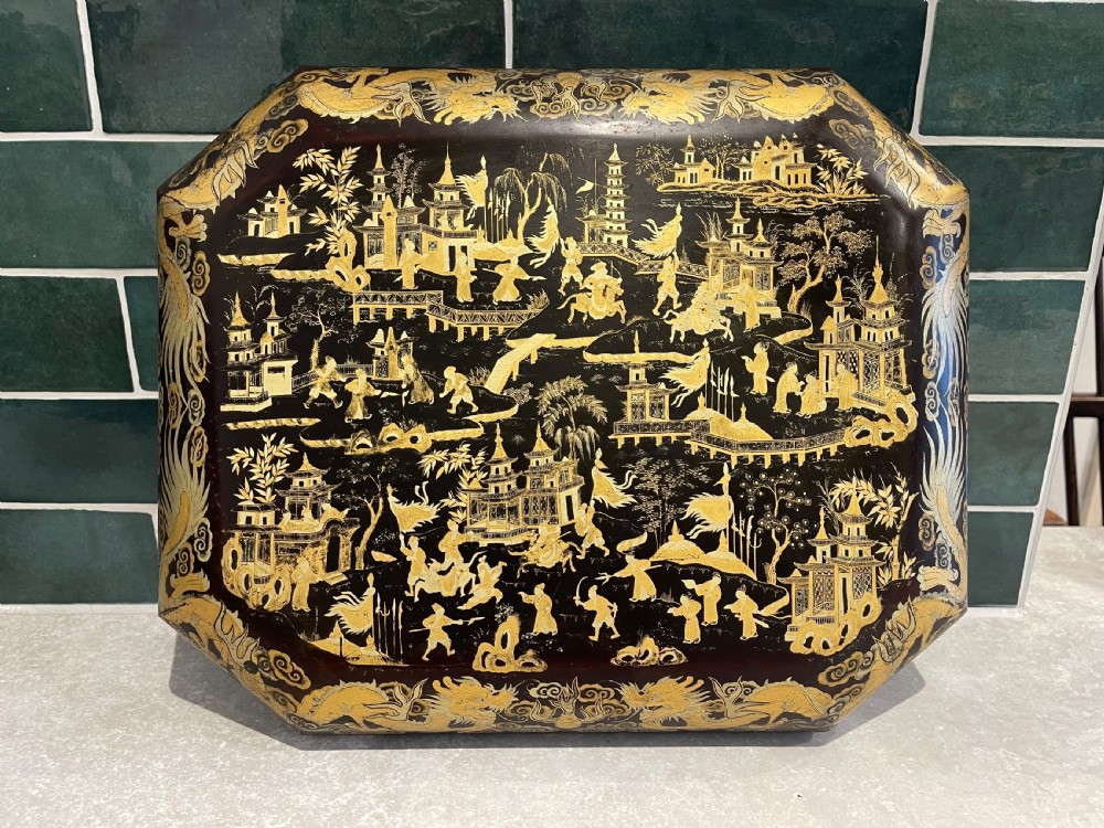 Chinese export lacquer gaming box View VI