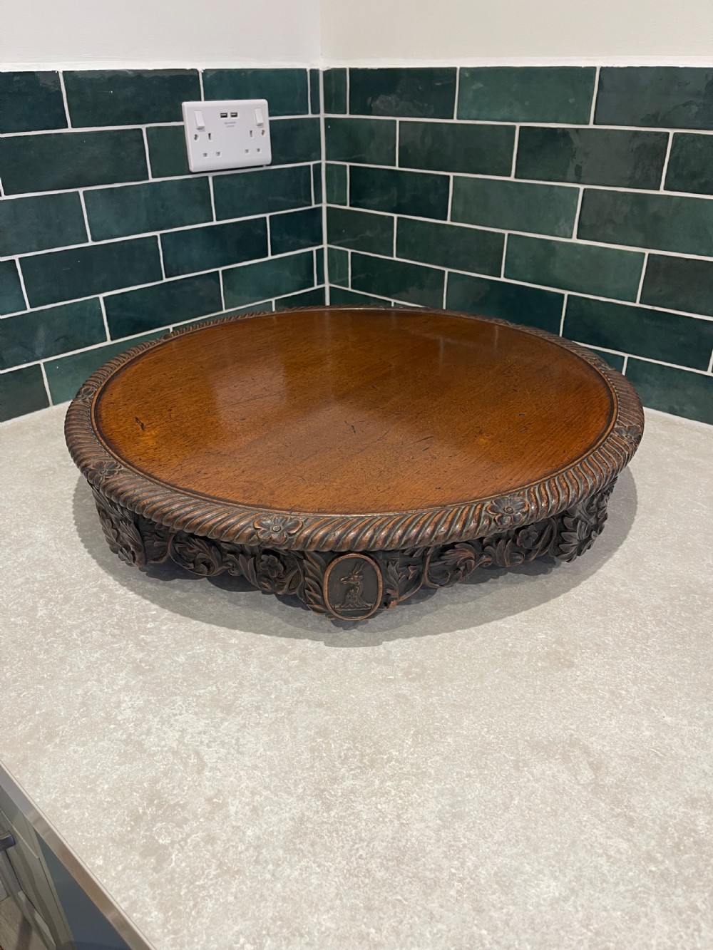 Anglo Indian teak lazy susan